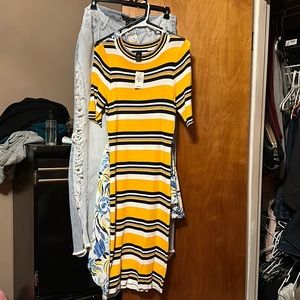 Size 14/16 Ashley Stewart striped body con dress.  Brand new with tags